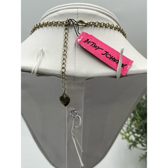 Betsey Johnson Triple Heart Animal Print AB Rhinestone Necklace new - Picture 10 of 14